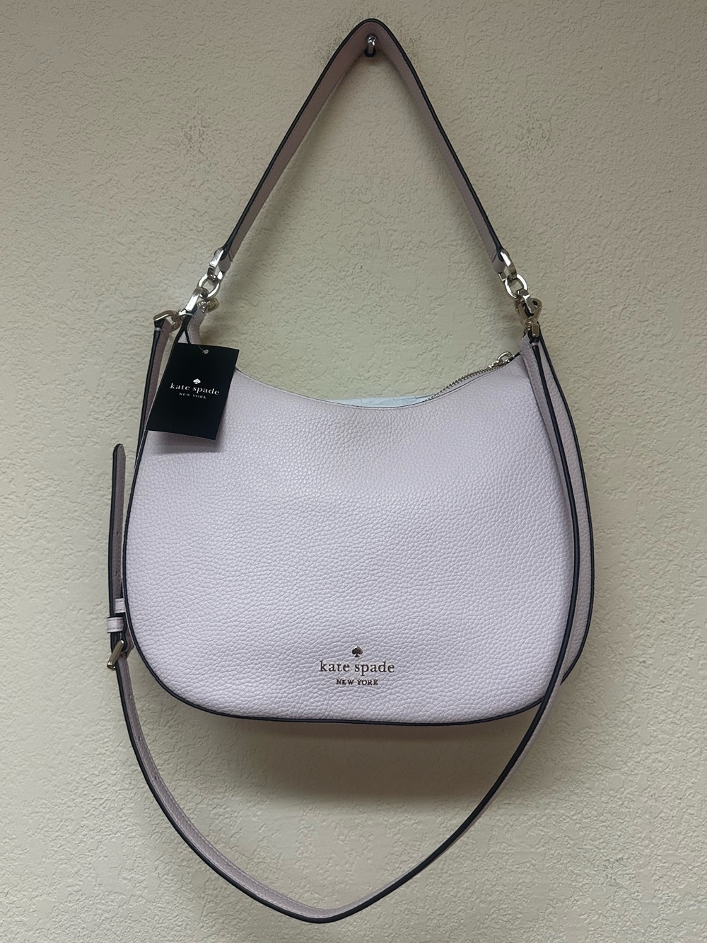 kate spade Pebbled Leather Hobo Bag in Light Pink